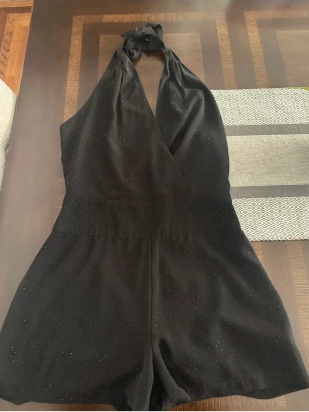 Bebe Black Sparkle Halter Romper